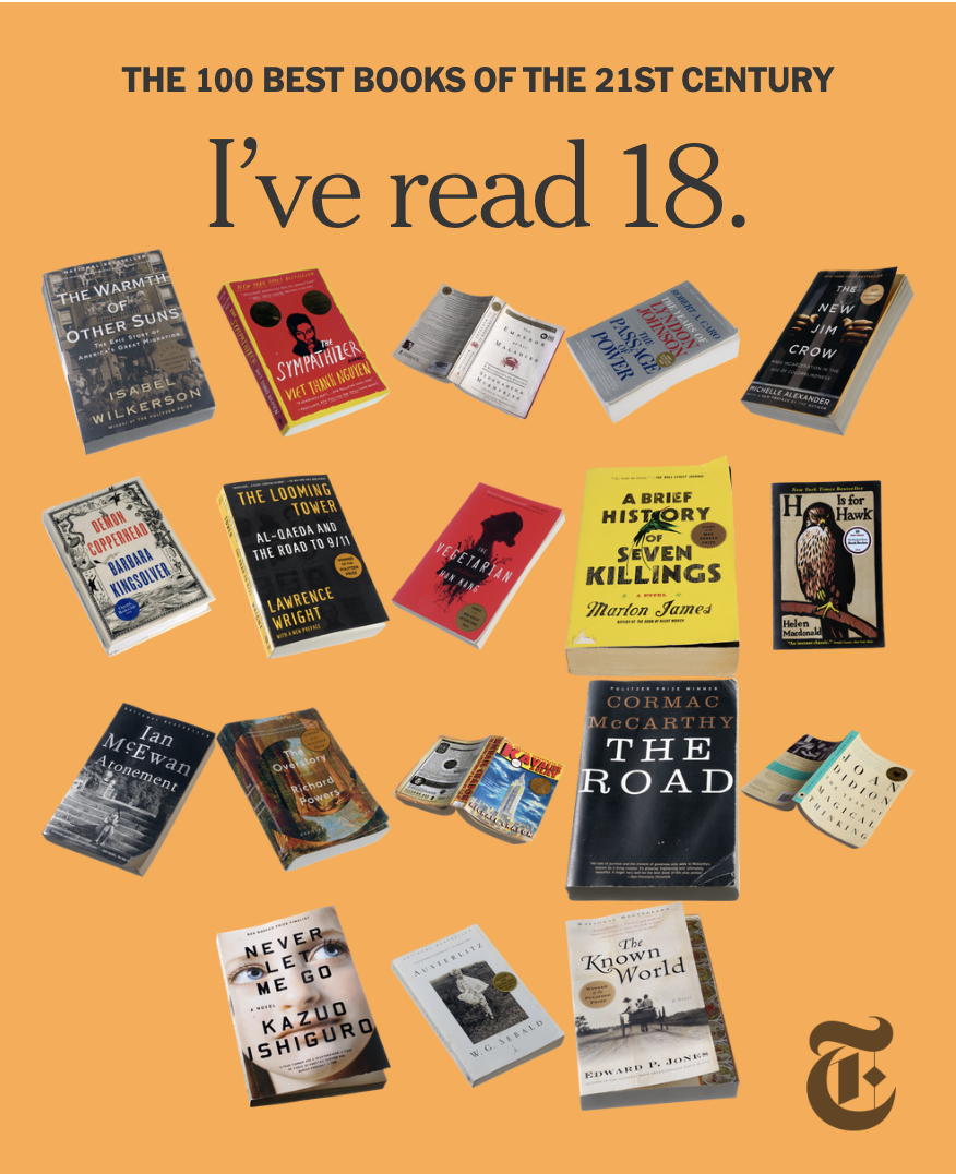 The NYT’s list of the best books of this century (the 21st): not much science